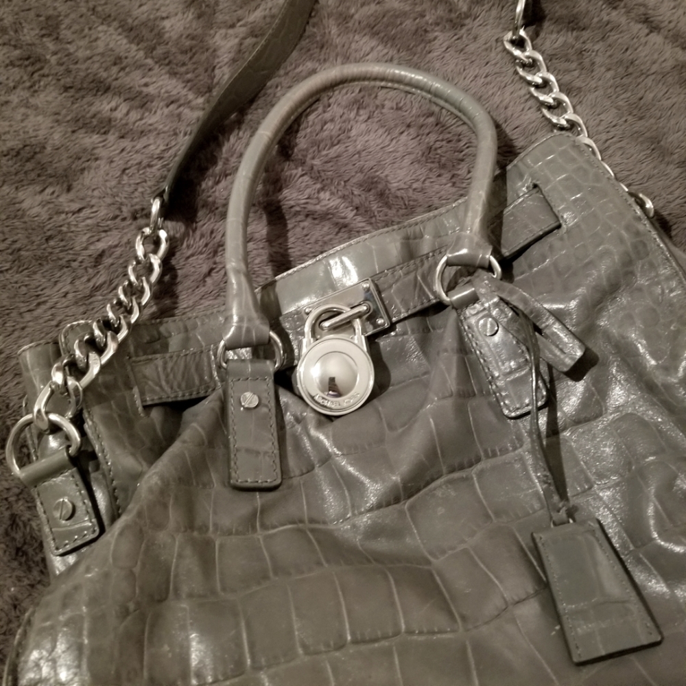 Michael Kors gray embossed soft leather purse